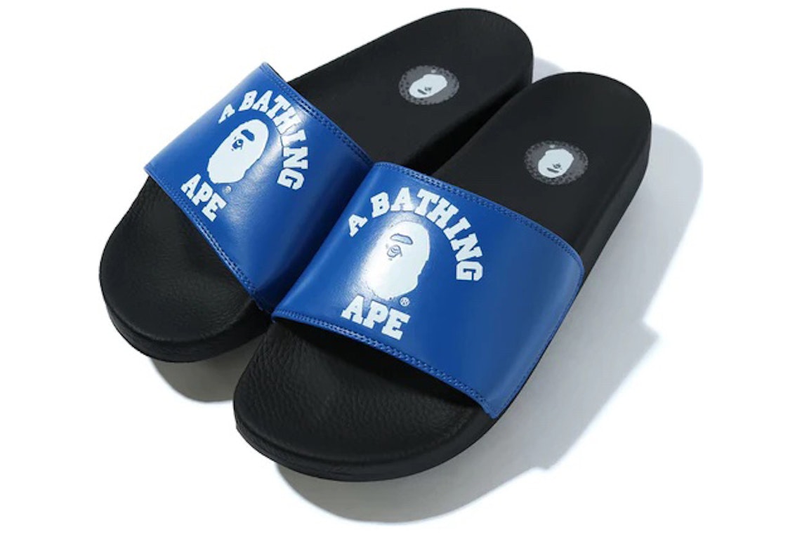 Pre-owned Bape A Bathing Ape College Slide Sandals Blue (fw22) In Blue/black