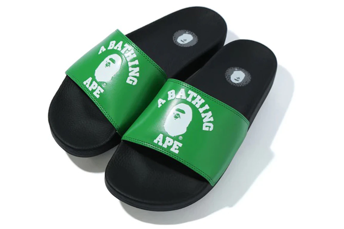 A Bathing Ape College Slide Sandals Green (FW22)