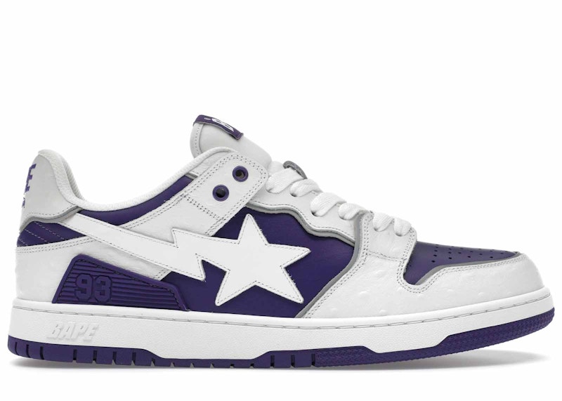 Pre-owned Bape Men's A Bathing Ape Sk8 Sta #1 Ostrich Pack White Sneakers In Purple