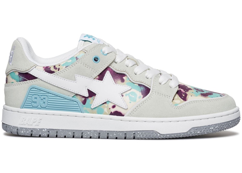 Pre-owned Bape Men's  A Bathing Ape Sk8 Sta #3 Map Camo Blue Sneakers In Grey