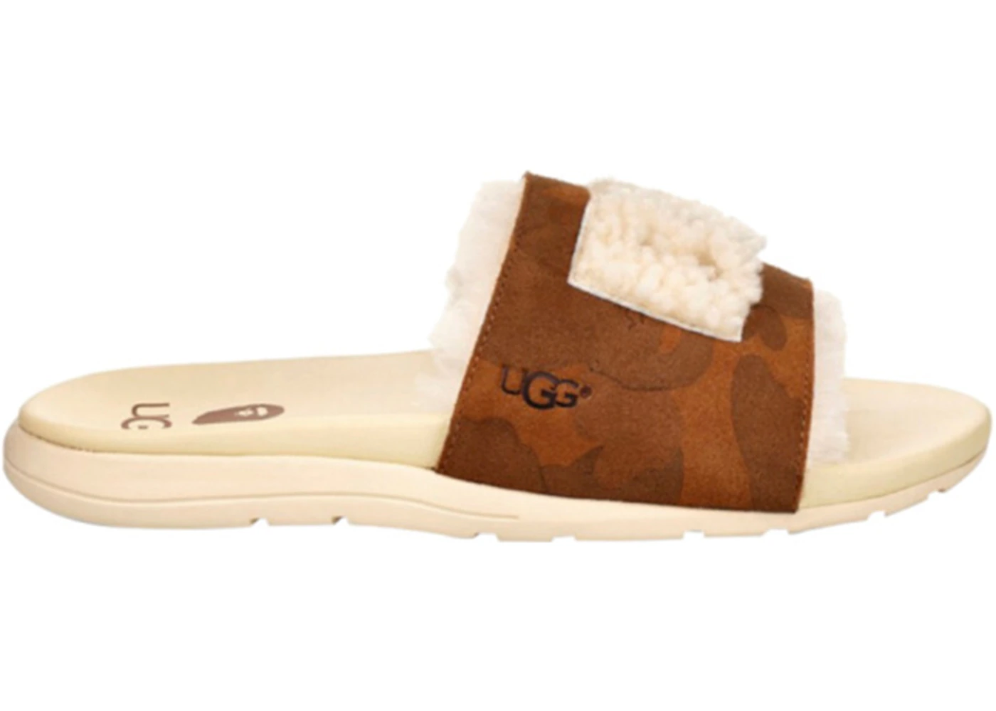 UGG Xavier Fur Logo Slide A Bathing Ape Chestnut Men's 1105398 M