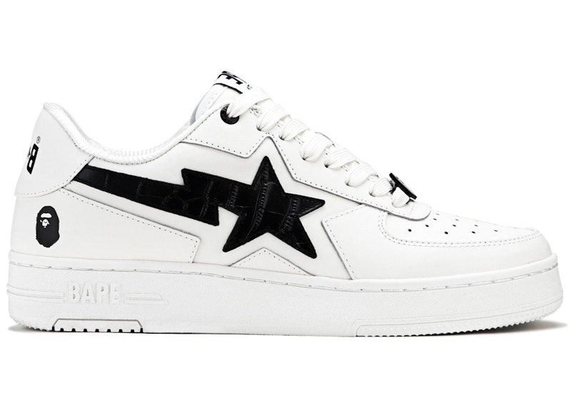 Pre-owned Bape Men's A Bathing Ape Sta Icon #1 White Croc Sneakers In Black