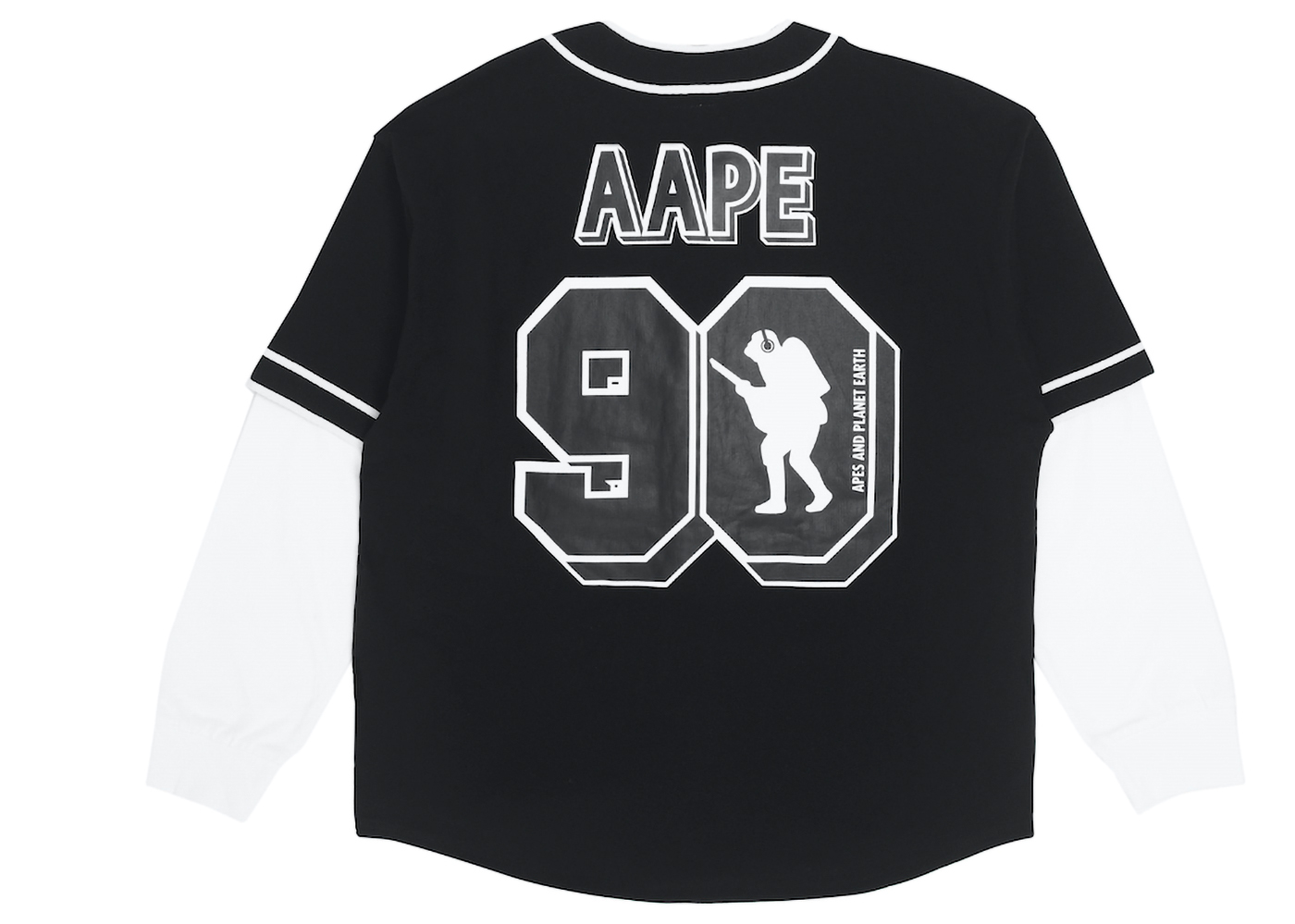 BAPE x 9090 Layered Baseball Shirt Black Men's - FW22 - US