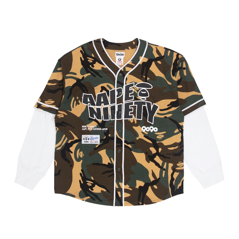 BAPE x 9090 Layered Baseball Shirt Camo Men's - FW22 - US