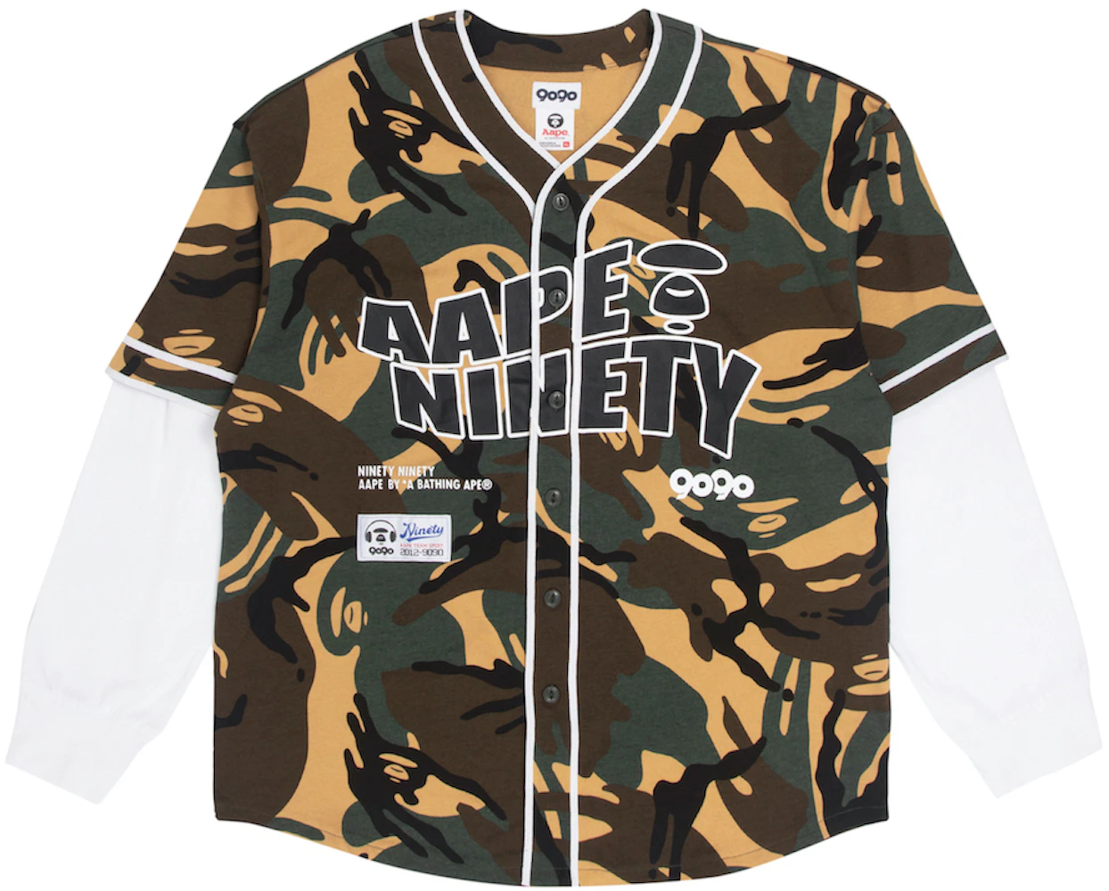 BAPE x 9090 Layered Baseball Shirt Camo Men's - FW22 - US