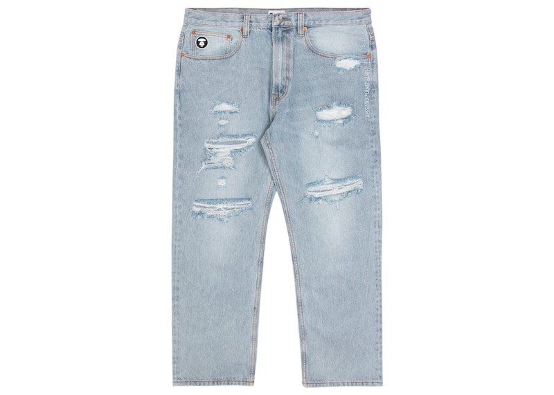 【激安大特価！】 BAPE FW22 - Men's Indigo Light Jeans Distressed Patch 9090 x パンツ
