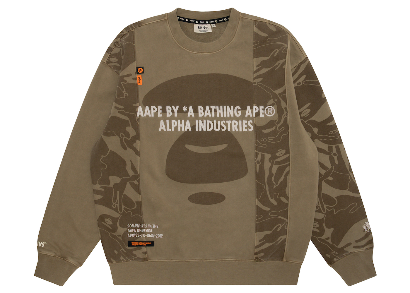 BAPE x Alpha Industries Washed Sweatshirt Beige - FW22 - US