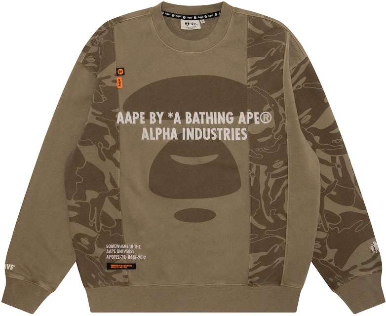 BAPE x Alpha Industries - FW22 Beige US Sweatshirt Washed 