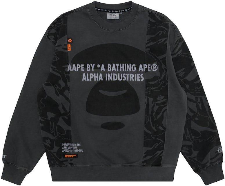 BAPE x Alpha Industries Washed Sweatshirt Black - FW22 - US