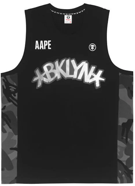 BAPE x NBA Style Ape Face Blooklyn Nets Basketball Tank Top Black