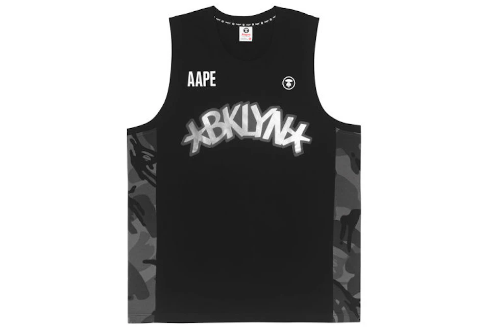AAPE x NBA Style Ape Face Blooklyn Nets Basketball Tank Top Black