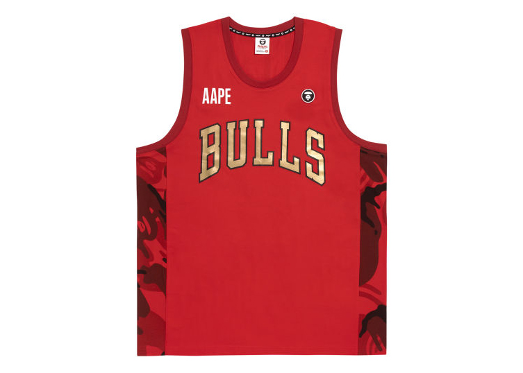 BAPE x NBA Style Ape Face Chicago Bulls Basketball Tank Top Bright 