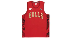BAPE x NBA Style Ape Face Chicago Bulls Basketball Tank Top Bright Red