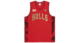 AAPE x NBA Style Ape Face Chicago Bulls Basketball Tank Top Bright Red