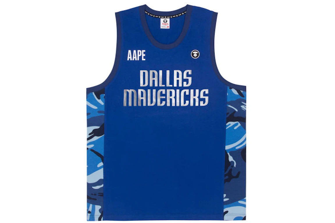 AAPE x NBA Style Ape Face Dallas Mavericks Basketball Tank Top Blue