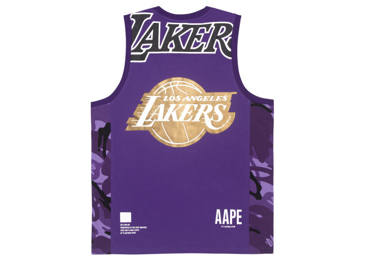BAPE x NBA Style Ape Face Los Angeles Lakers Basketball Tank Top 