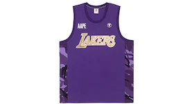 BAPE x NBA Style Ape Face Los Angeles Lakers Basketball Tank Top Purple