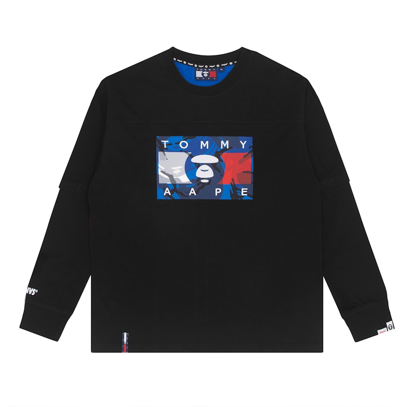 BAPE x Tommy L/S T-Shirt Black Men's - SS22 - US