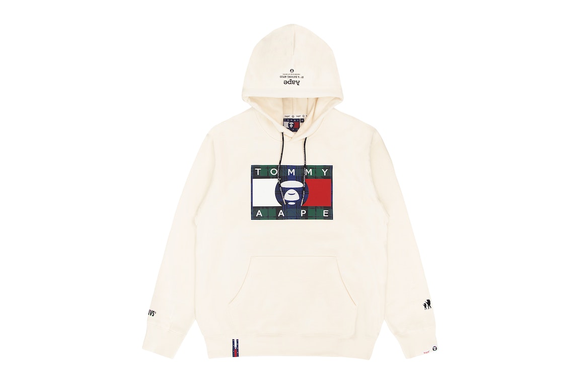 Pre-owned Aape X Tommy Logo Hoodie Natural