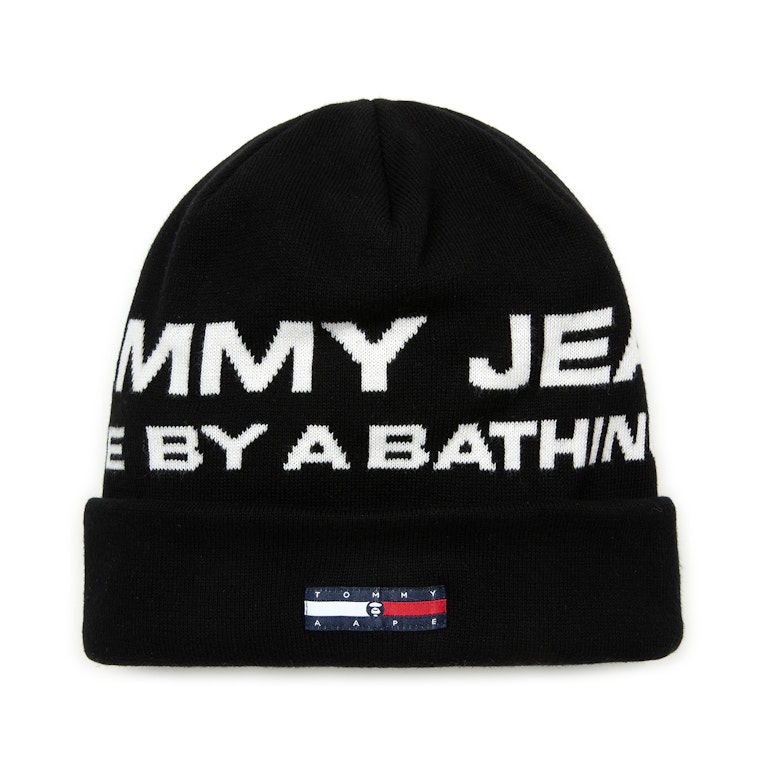 Pre-owned Aape X Tommy Logo Jacquard Knit Beanie Black