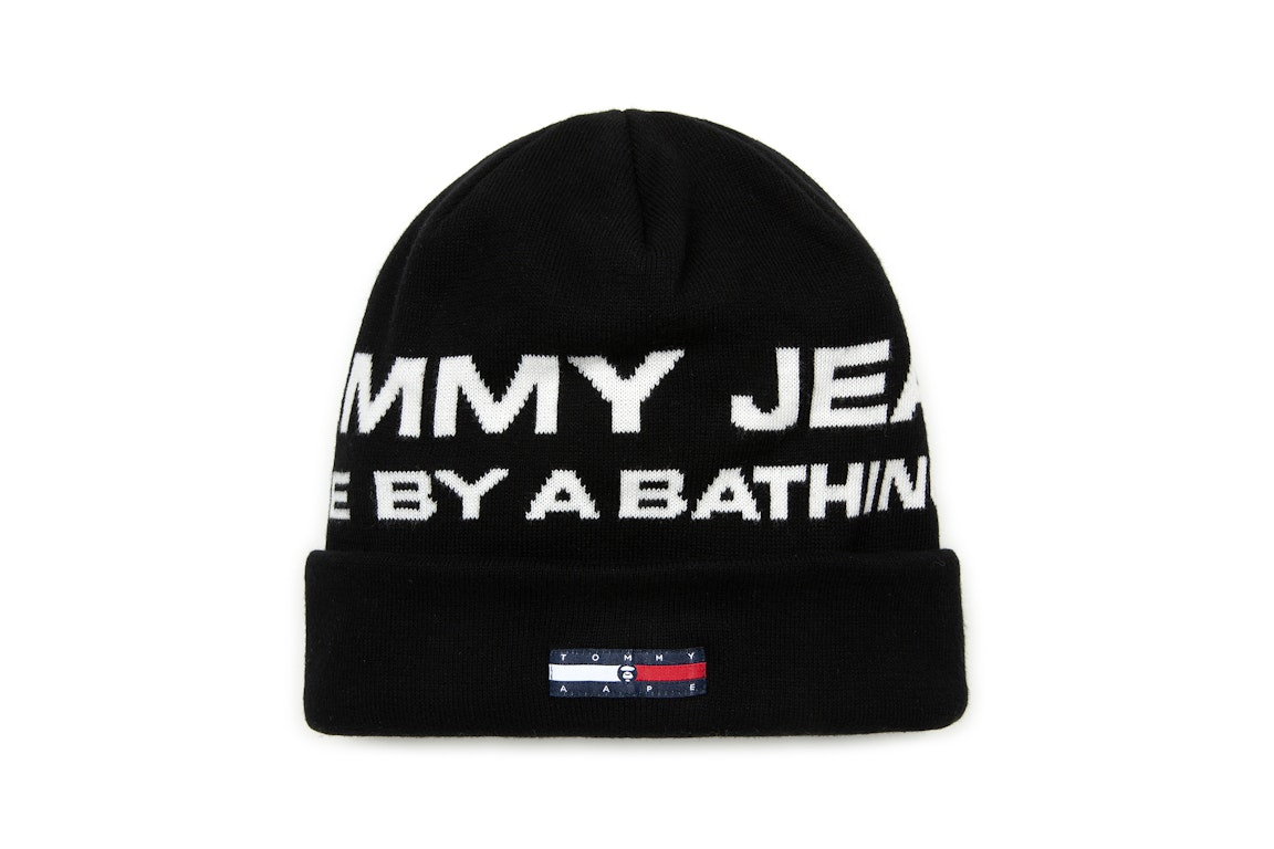Pre-owned Aape X Tommy Logo Jacquard Knit Beanie Black