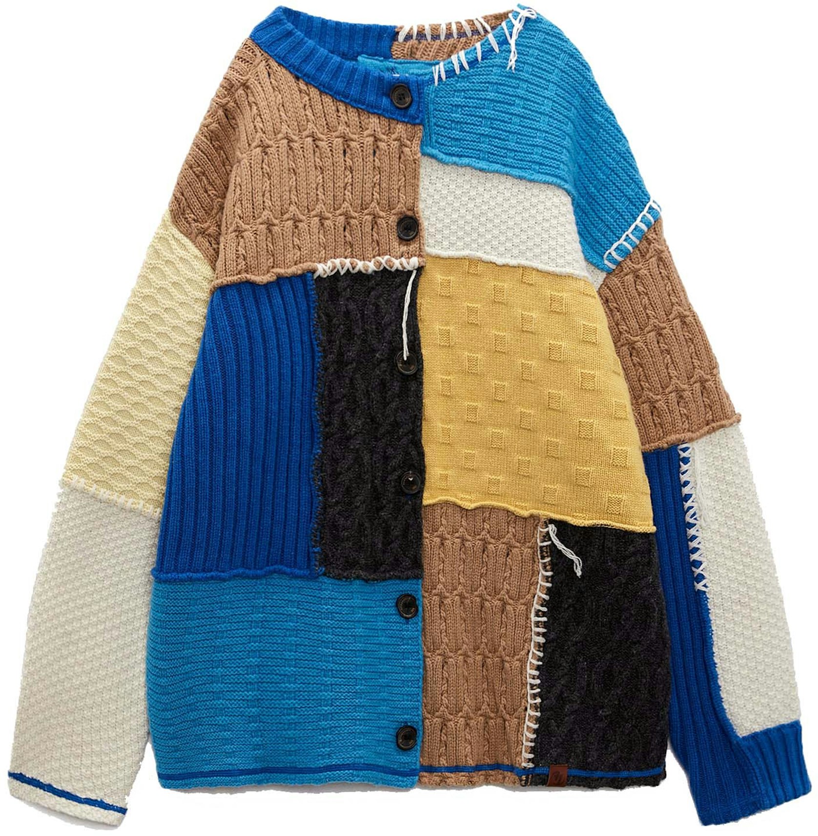 ADER error x Oversized Patchwork Knit Cardigan Multicolored - FW22 Men's - US
