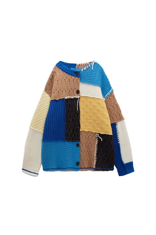 Pre-owned Ader Error X Zara Oversized Patchwork Knit Cardigan Multicolored