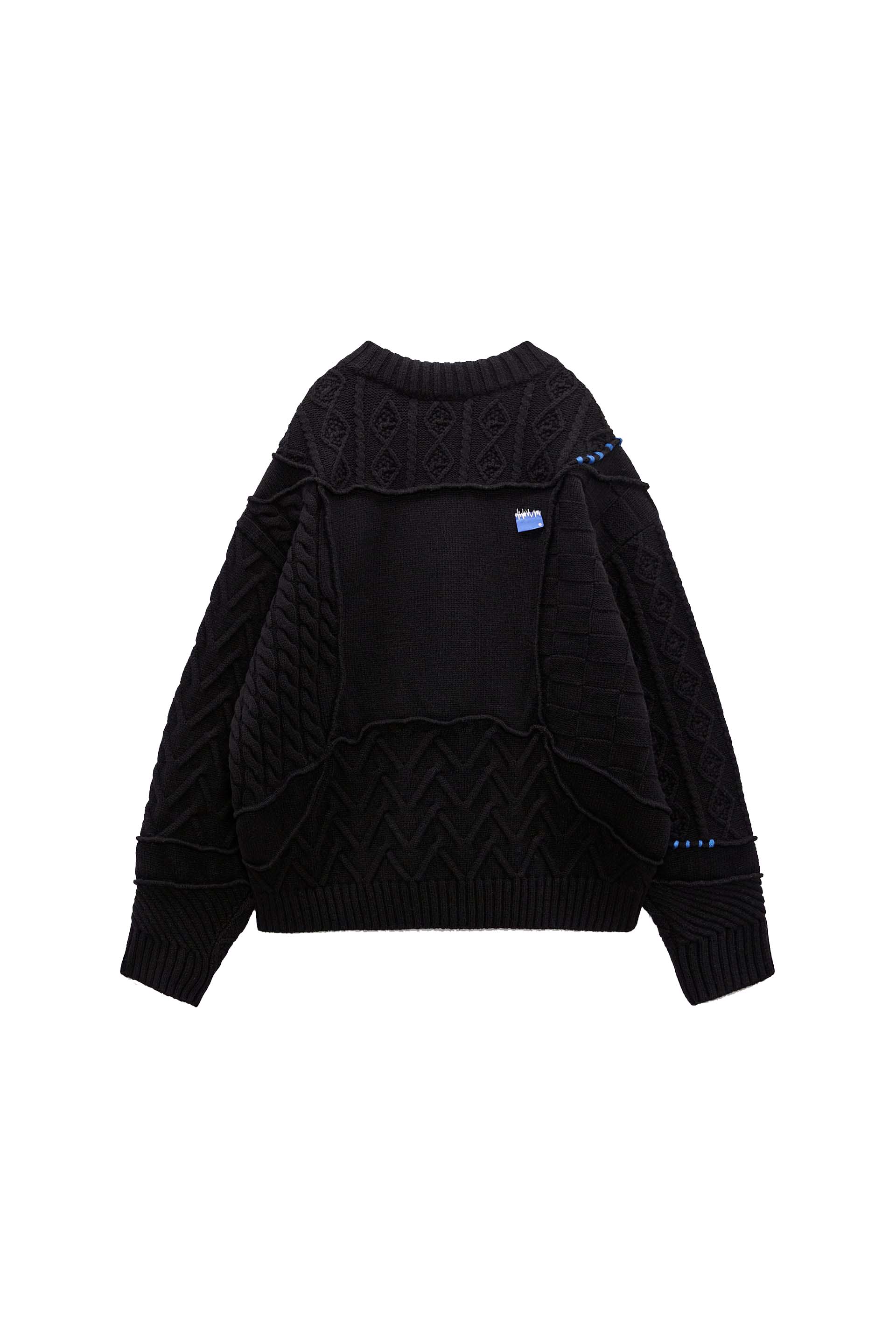 ADER error x Zara Oversized Patchwork Knit Mens Sweater Black 