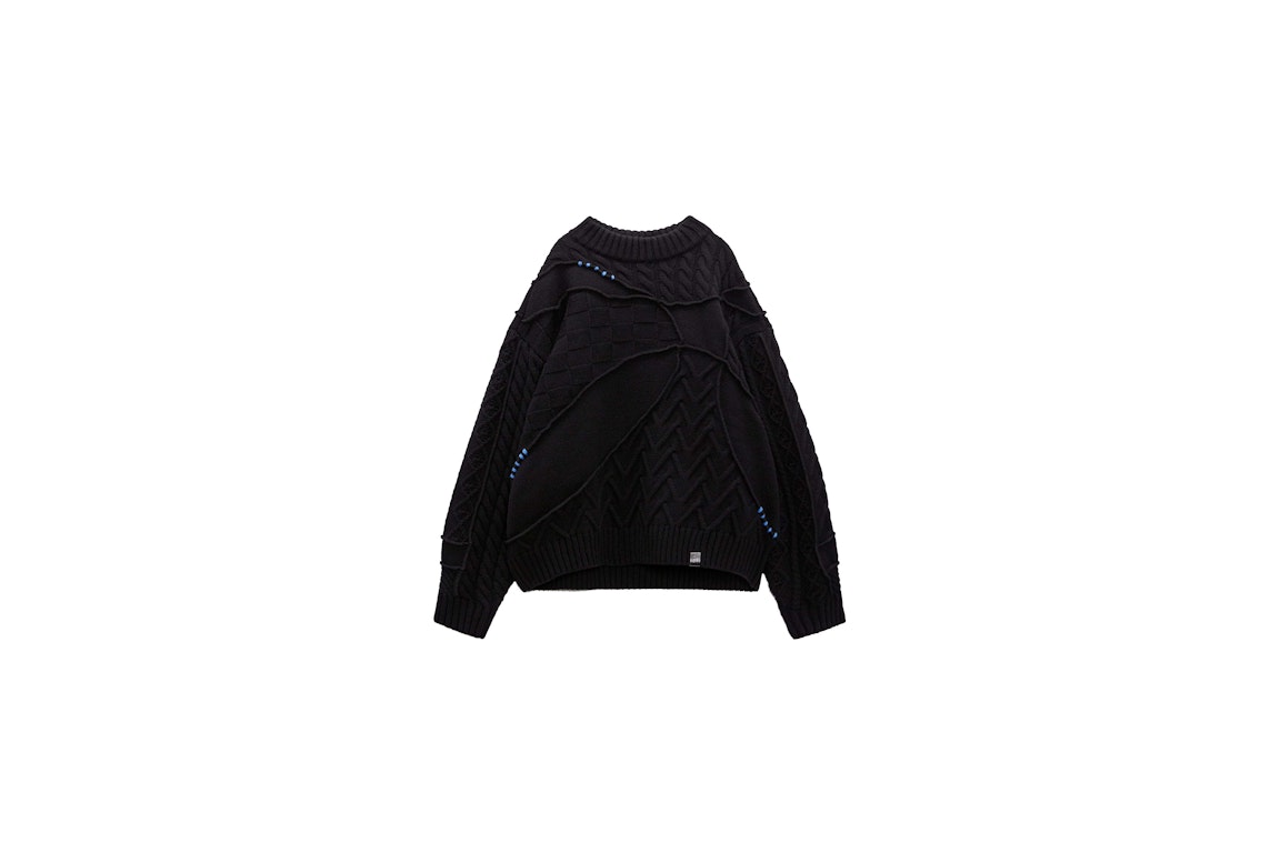 Pre-owned Ader Error X Zara Oversized Patchwork Knit Mens Sweater Black