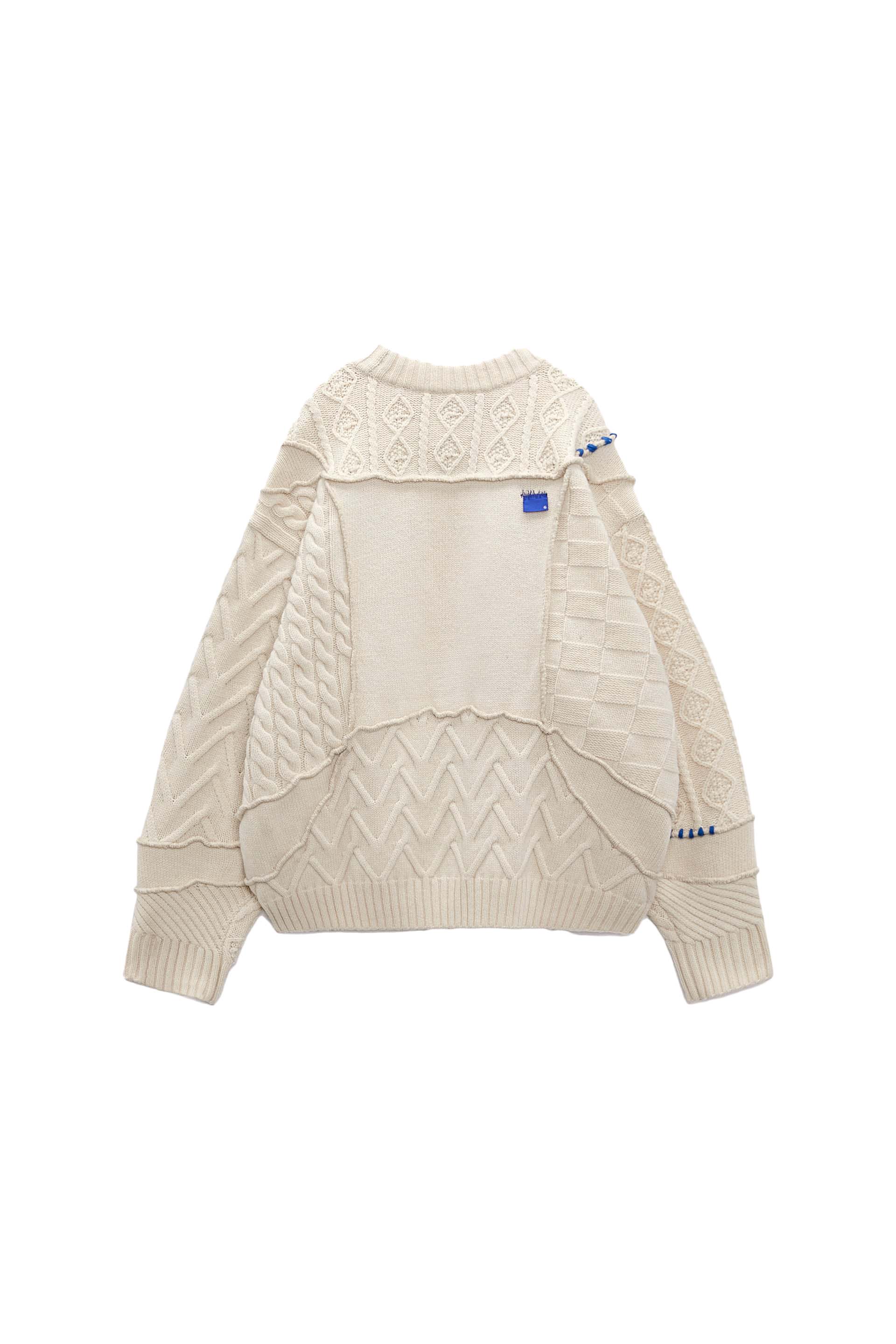 ADER error x Zara Oversized Patchwork Knit Sweater Ecru