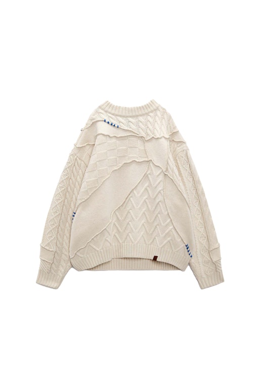 Pre-owned Ader Error X Zara Oversized Patchwork Knit Sweater Ecru