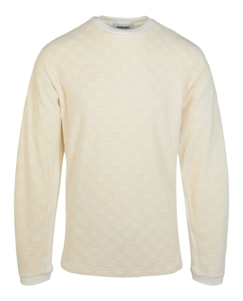 Pre-owned Ambush Men's Monogram Crewneck Sweatshirt In White