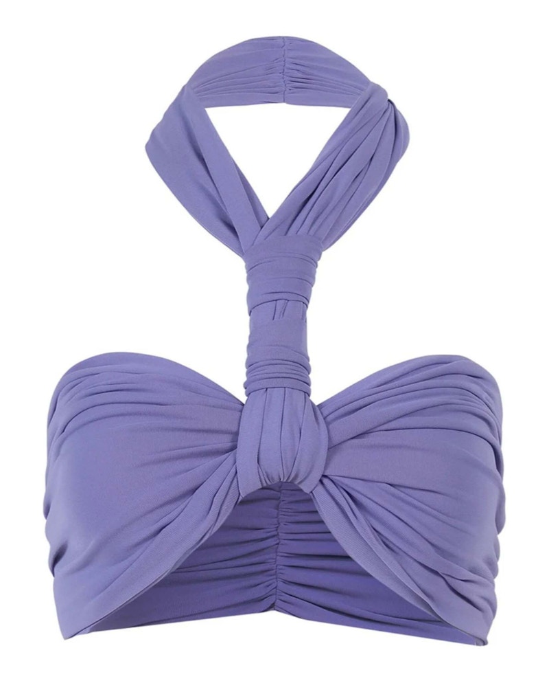 Ambush Twist Halter Neck Ruched Cropped Top Purple