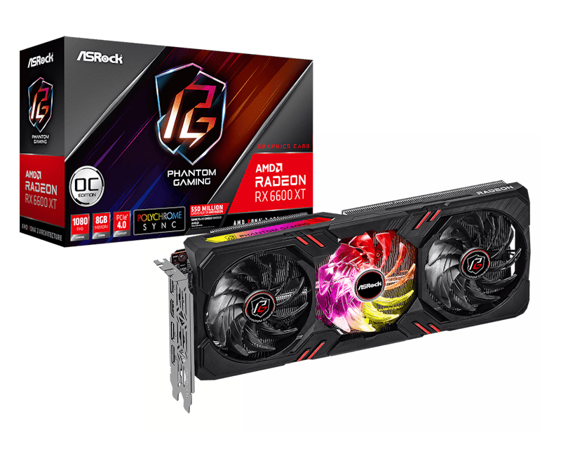 AMD ASROCK Radeon RX 6600 XT Phantom Gaming D 8GB OC Graphics Card (RX6600XT PGD 8GO)