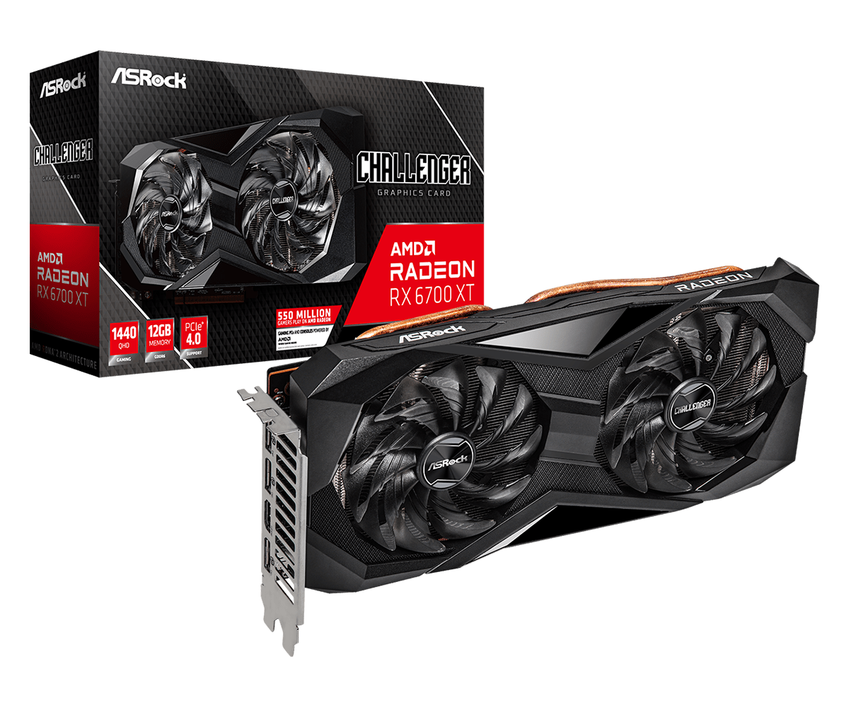 AMD ASROCK Radeon RX 6700 XT Phantom Challenger D 12GB OC Graphics Card ( RX6700XT CLD 12G) - GB