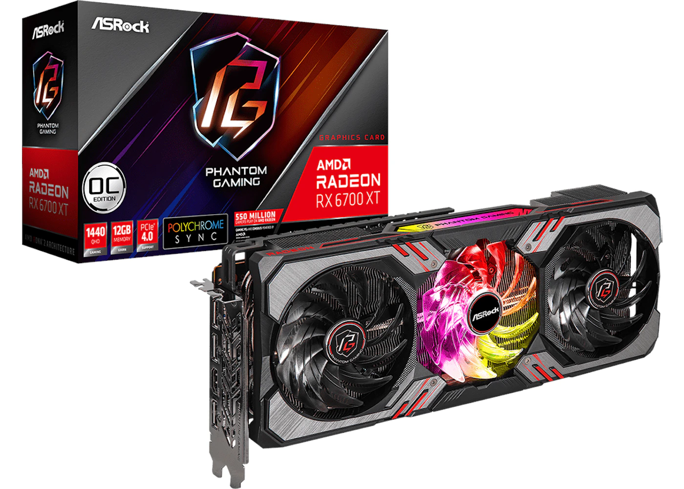 AMD ASROCK Radeon RX 6700 XT Phantom Gaming D 12GB OC Graphics