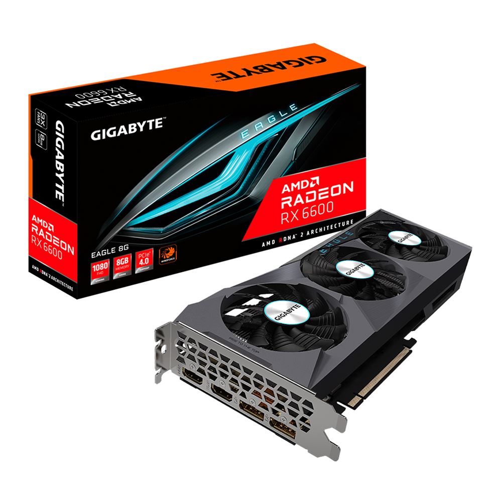 AMD GIGABYTE Radeon RX 6600 Eagle Triple-Fan 8GB Graphics Card GV ...