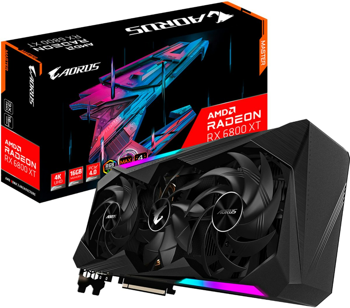 AMD GIGABYTE Radeon RX 6800 XT AORUS MASTER 16G Graphics Card (GV ...