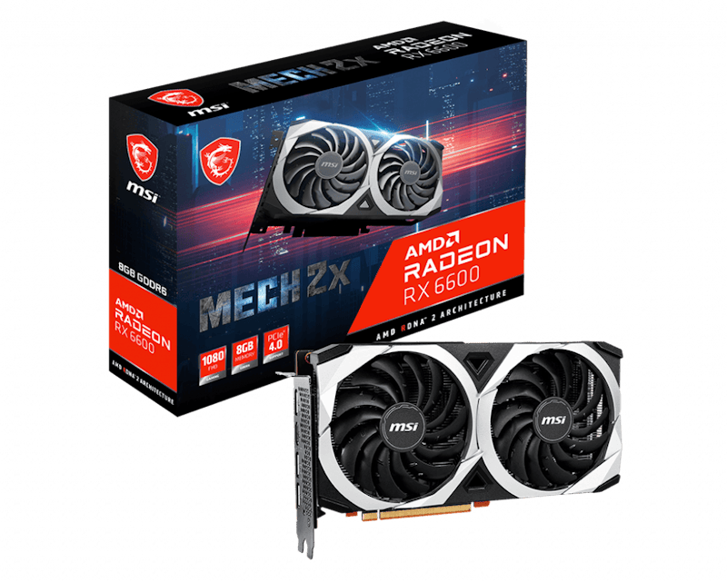 AMD MSI Radeon RX 6600 MECH 2X Dual-Lüfter 8GB Grafikkarte RX6600MECH2X8G