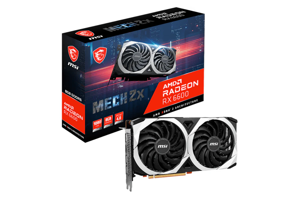 AMD MSI Radeon RX 6600 MECH 2X Dual-Fan 8GB Graphics Card RX6600MECH2X8G
