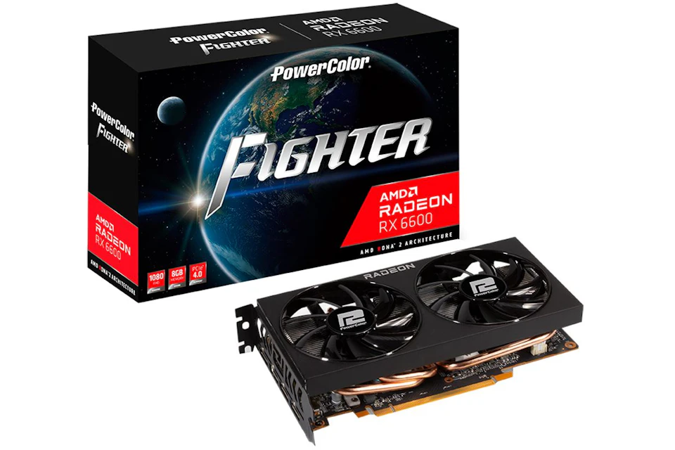 AMD PowerColor Radeon RX 6600 Fighter Dual-Fan 8GB Graphics Card AXRX 6600 8GBD6-3DH