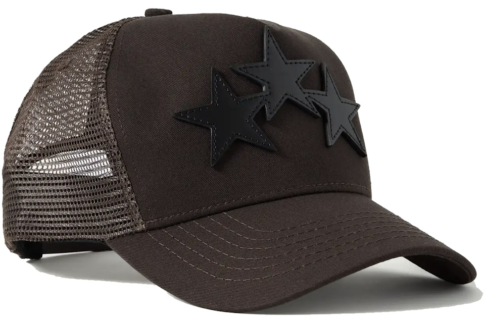 Amiri 3 Star Leather Hat Brown Black Ss21 Amiri 3 Star Leather Hat Brown Black Ss21
