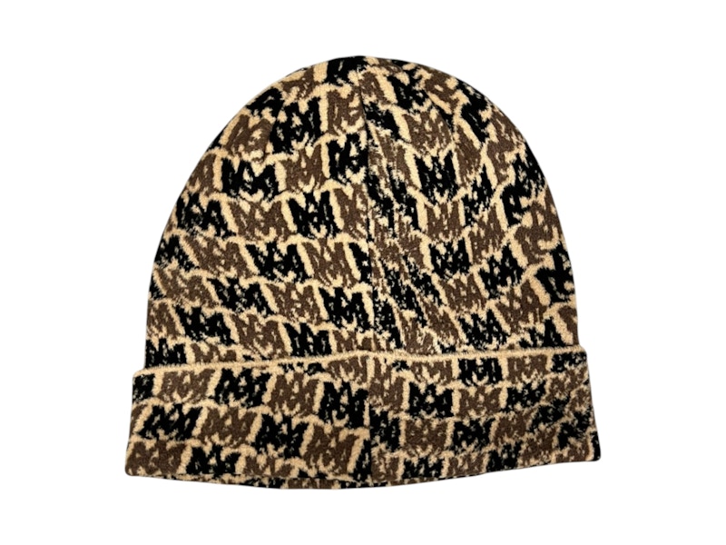 AMIRI All Over Logo Beanie Brown Men's - US