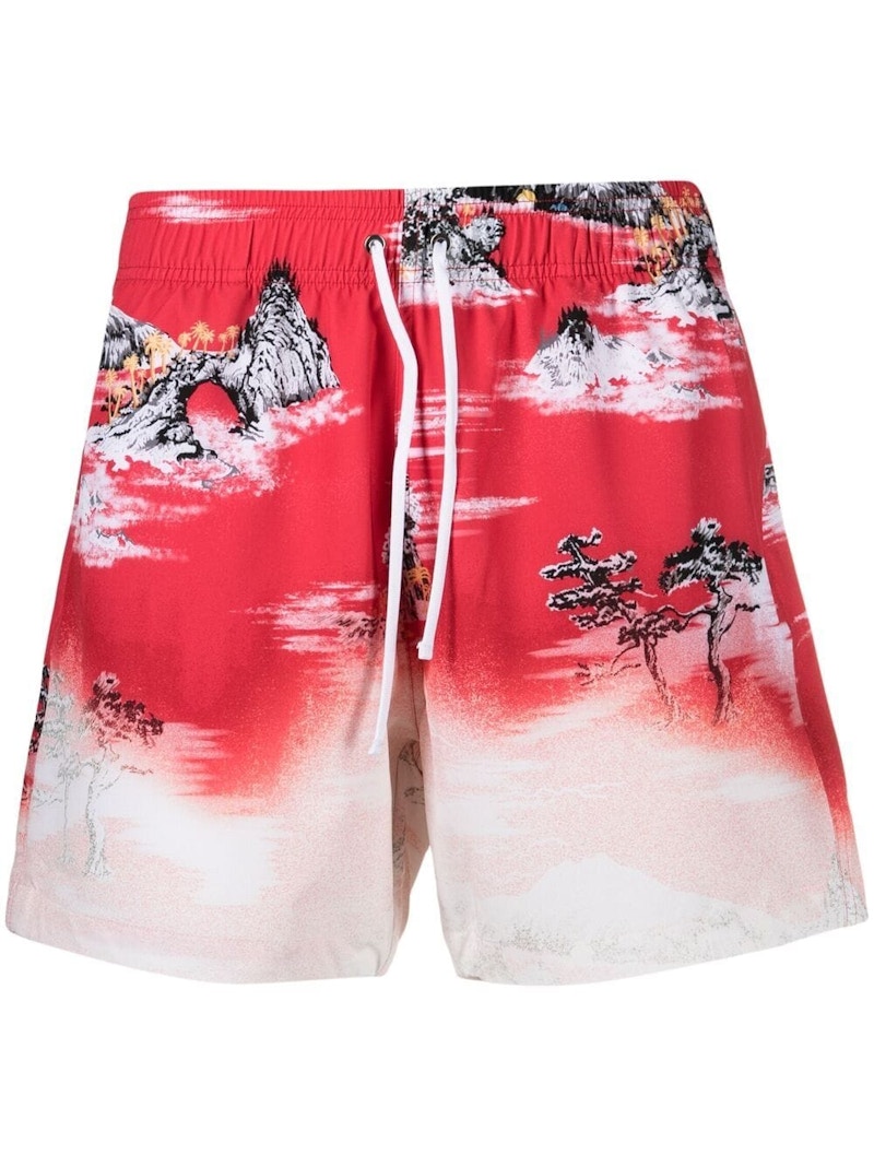 AMIRI Aloha Swim Shorts Red