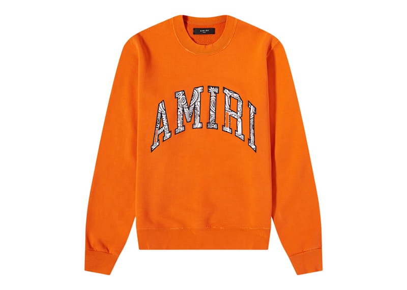 AMIRI Bandana Applique Logo Crewneck Orange/White Men's - US