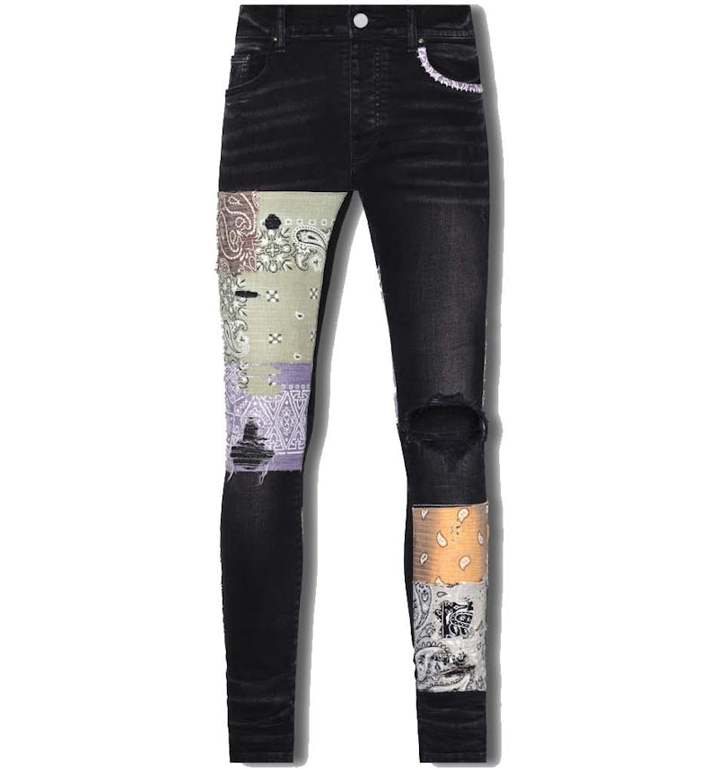 Amiri Art Patch Jeans Amiri Black Art Patch Distressed Denim