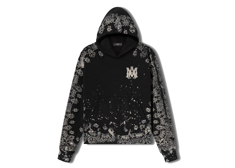 AMIRI Bandana Bleach All Over Hoodie Black - PF22 - US