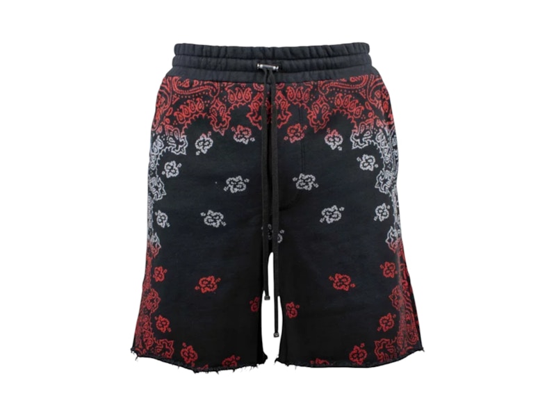 Pre-owned Amiri Men's Bandana Bleach Shorts In Red/white In Multi