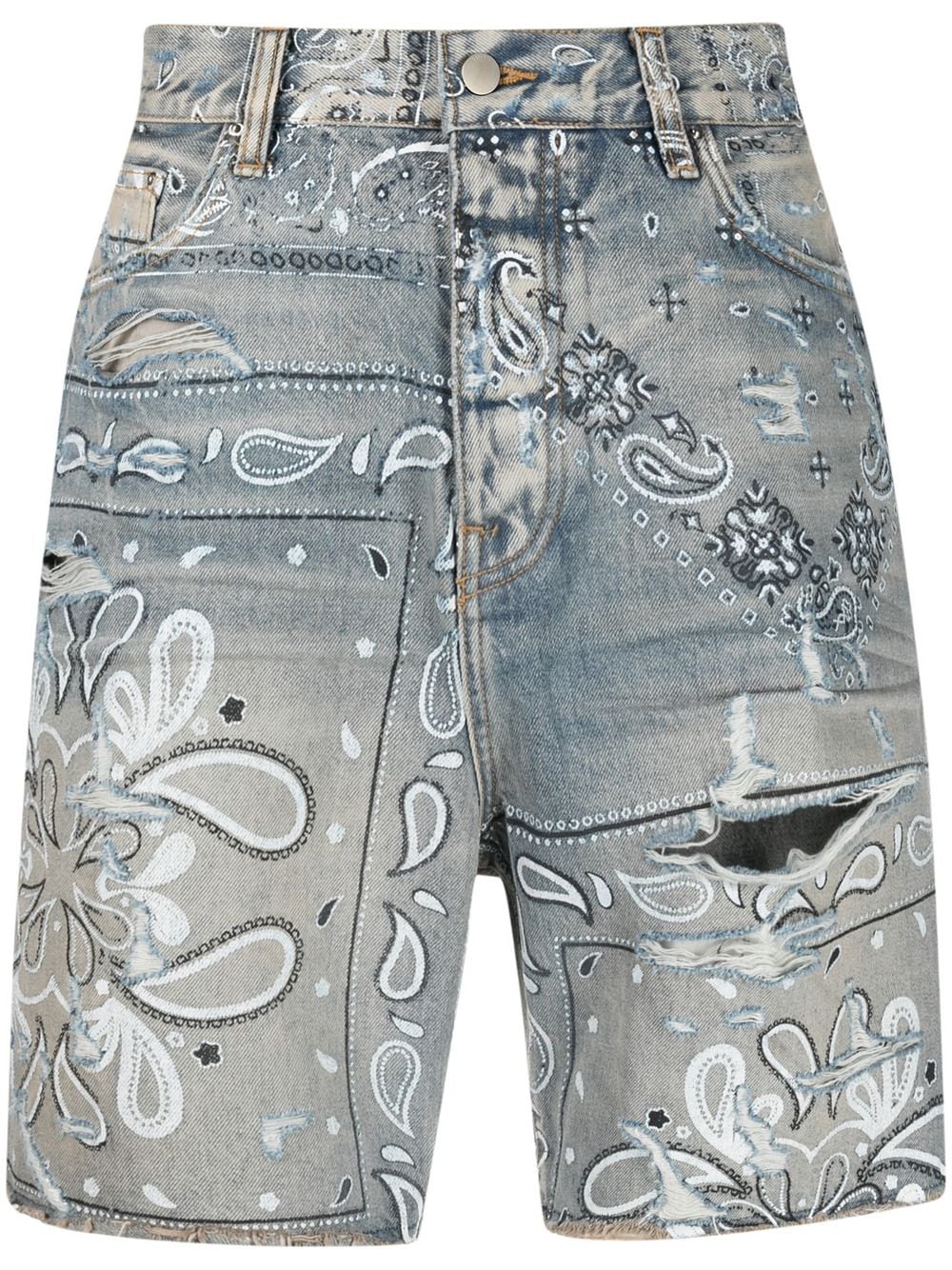 AMIRI Bandana Print Denim Shorts Clay Indigo - SS21