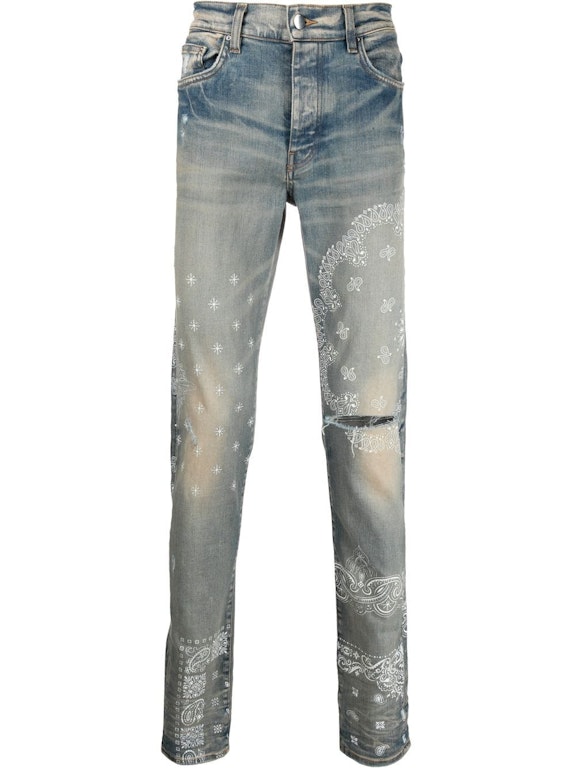 Pre-owned Amiri Bandana Print Skinny Jeans Clay Indigo